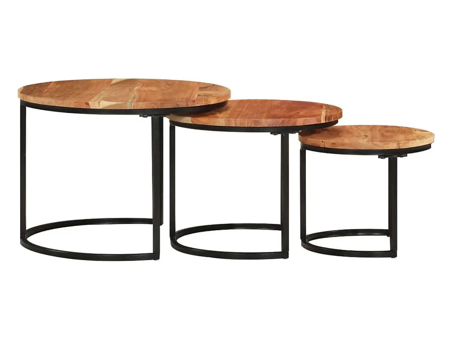 Mesa De Centro| Mesas de encaixar 3 pcs madeira de acácia maciça Castanho