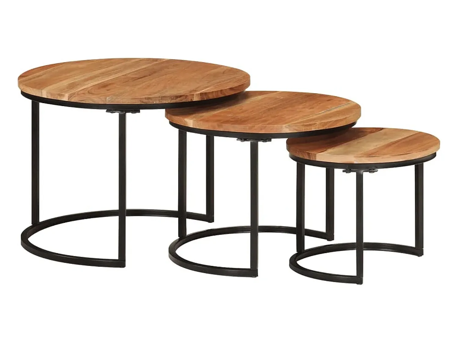 Mesa De Centro| Mesas de encaixar 3 pcs madeira de acácia maciça Castanho
