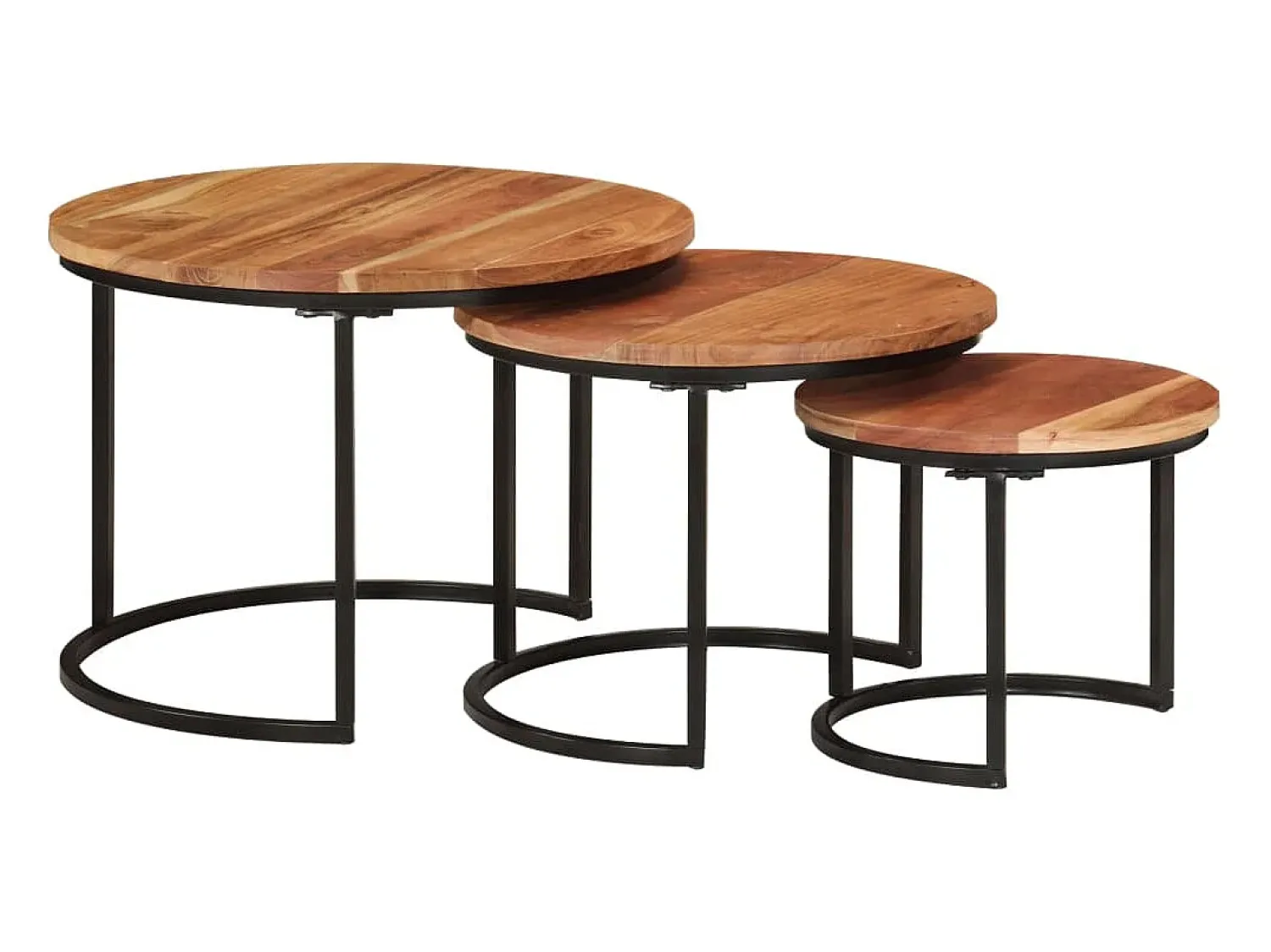 Mesa De Centro| Mesas de encaixar 3 pcs madeira de acácia maciça Castanho