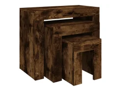 Mesa De Centro|vidaxl Mesas de encastrar 3 pcs derivados de madeira carvalho fumado Natural claro