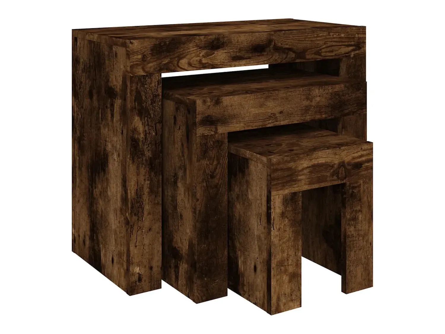 Mesa De Centro|vidaxl Mesas de encastrar 3 pcs derivados de madeira carvalho fumado Natural claro