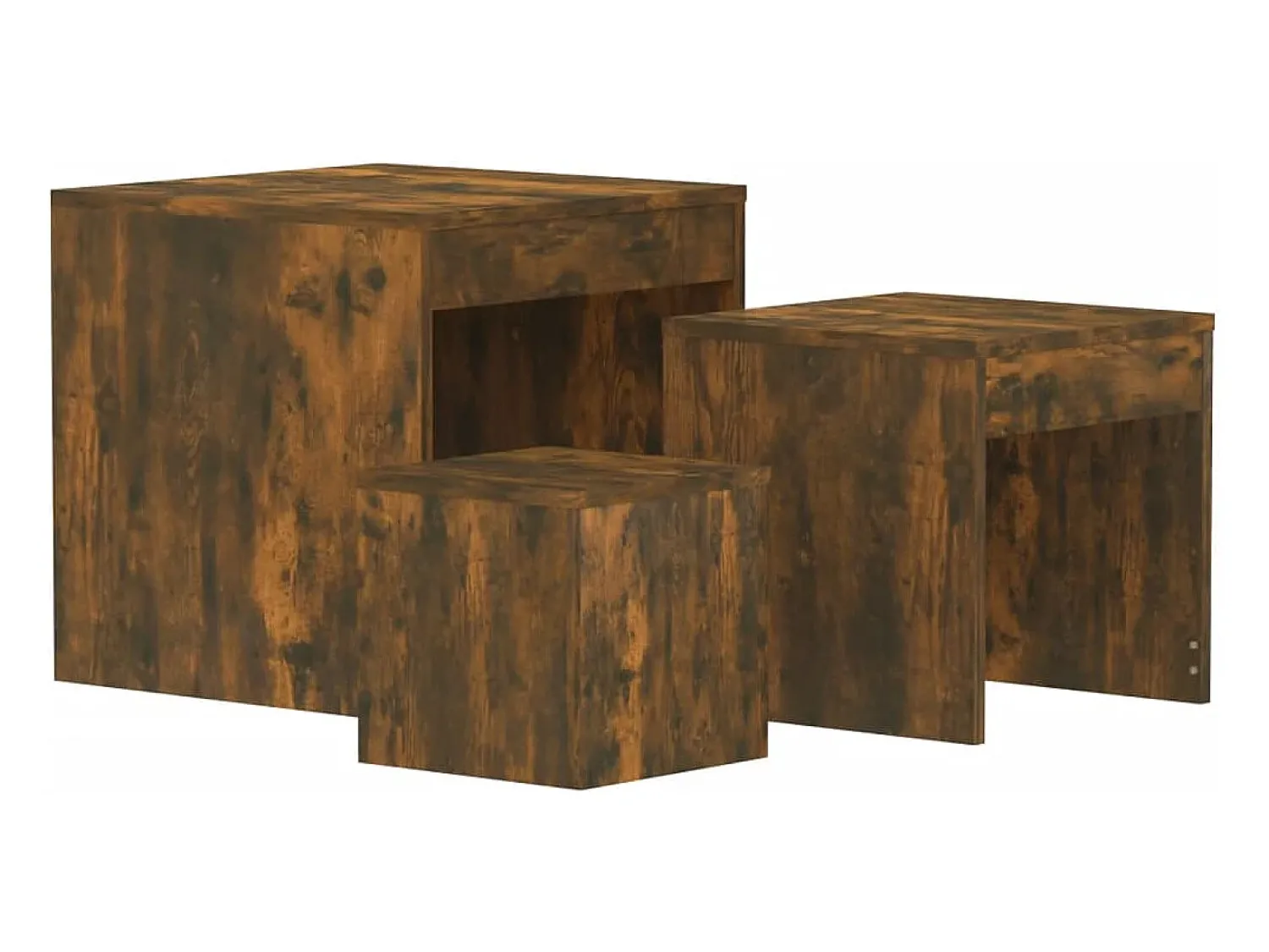 Mesa De Centro| Mesas de encastrar 3 pcs derivados de madeira carvalho fumado PT713825 Castanho