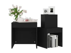 Mesa De Centro* Mesas de encastrar 3 pcs derivados de madeira PT449113 Preto