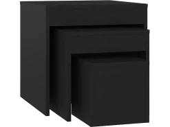 Mesa De Centro* Mesas de encastrar 3 pcs derivados de madeira PT449113 Preto