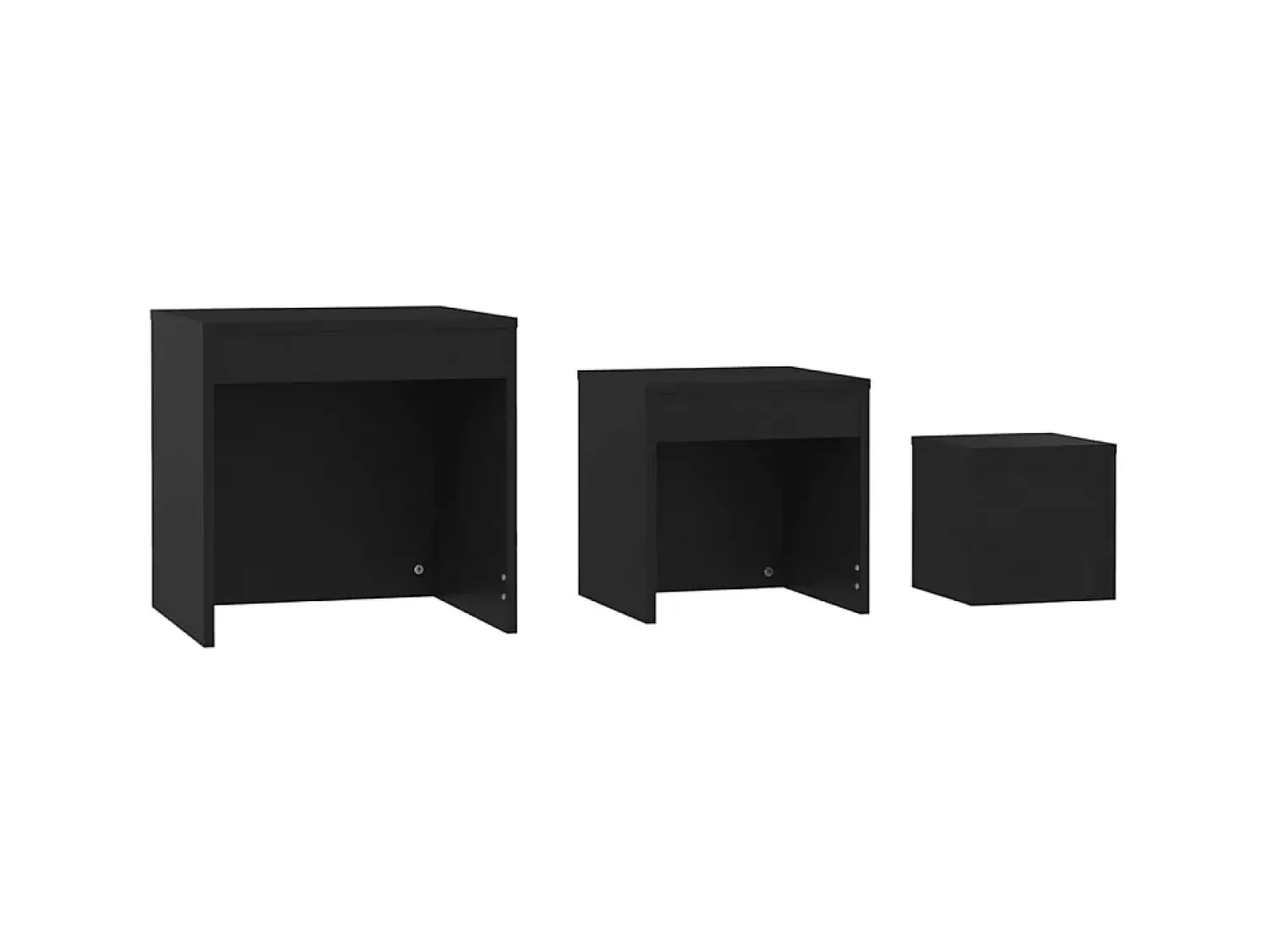 Mesa De Centro* Mesas de encastrar 3 pcs derivados de madeira PT449113 Preto