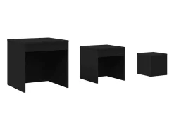 Mesa De Centro*vidaxl Mesas de encastrar 3 pcs derivados de madeira Preto