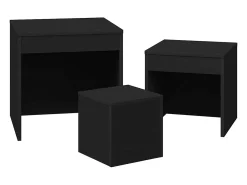 Mesa De Centro*vidaxl Mesas de encastrar 3 pcs derivados de madeira Preto