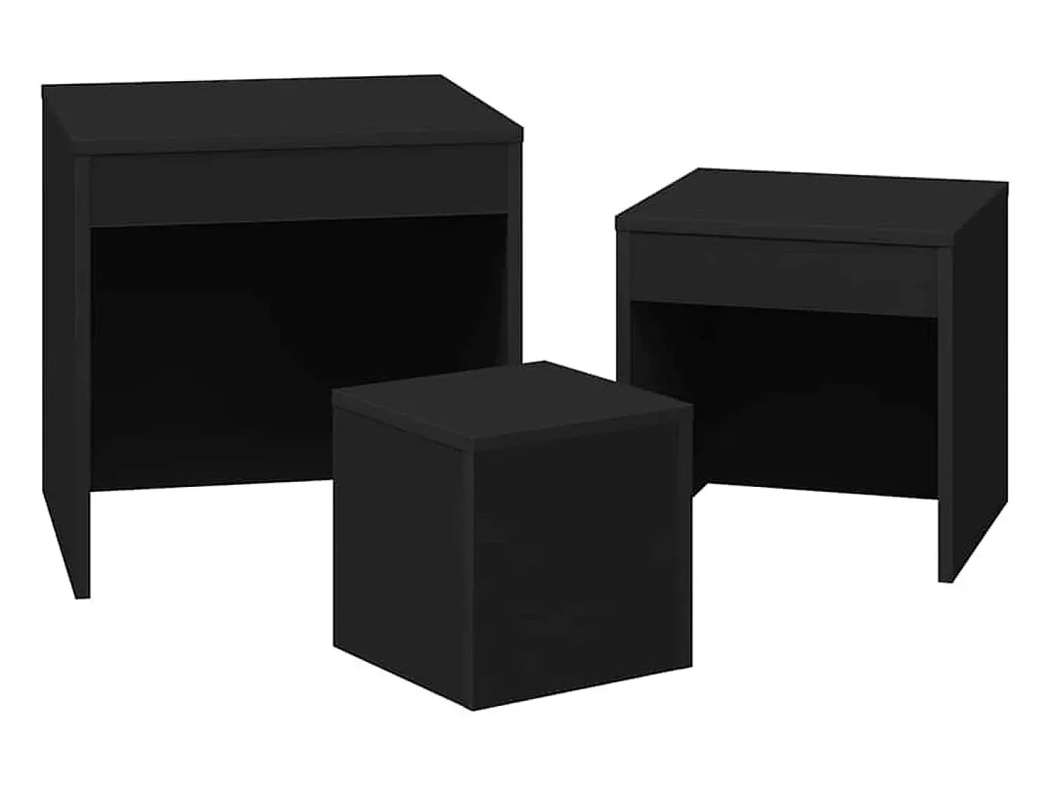 Mesa De Centro*vidaxl Mesas de encastrar 3 pcs derivados de madeira Preto