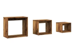 New vidaxl Mesas de encastrar 3 pcs derivados de madeira madeira velha Natural claro