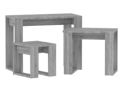 Mesa De Centro* Mesas de encastrar 3 pcs derivados de madeira sonoma PT998360 Cinzento
