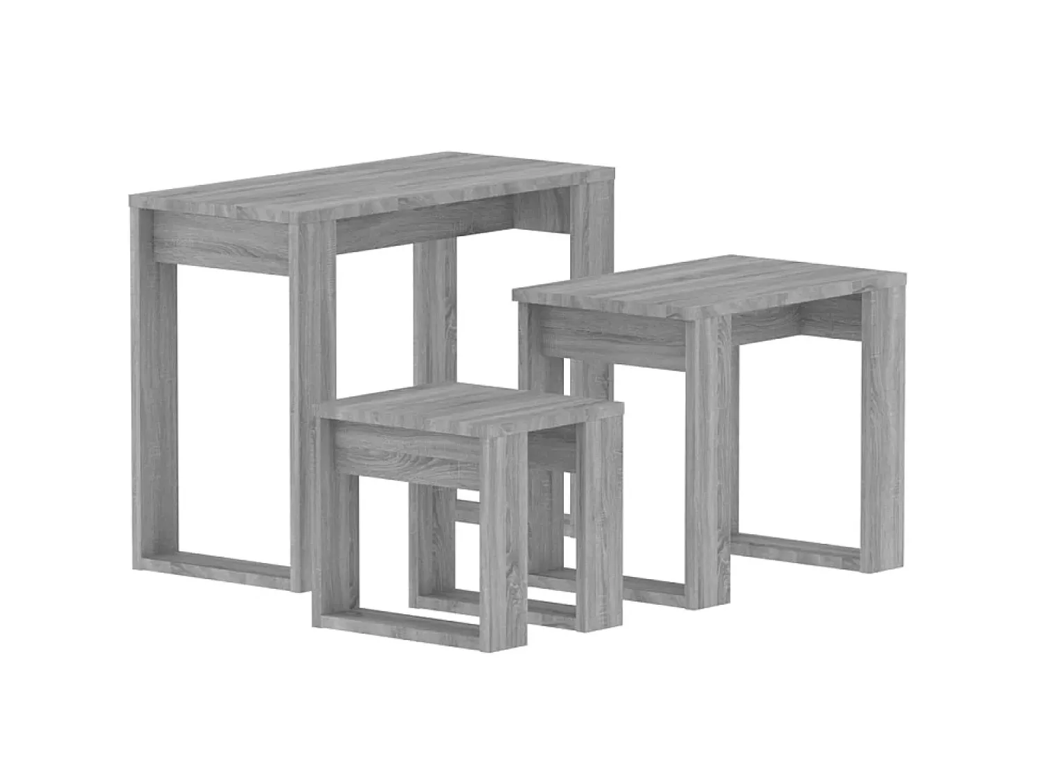Mesa De Centro* Mesas de encastrar 3 pcs derivados de madeira sonoma PT998360 Cinzento