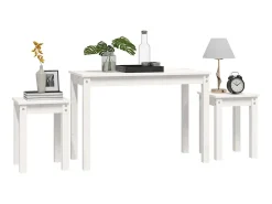Mesa De Centro* Mesas de encastrar 3 pcs madeira de pinho maciça PT748923 Branco