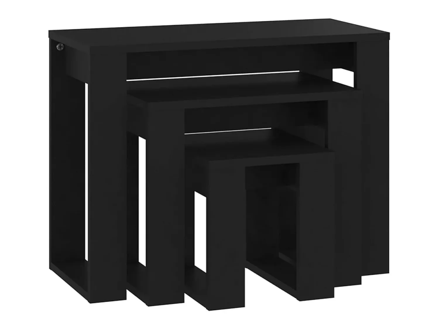 Discount vidaxl Mesas de encastrar 3 pcs madeira processada Preto