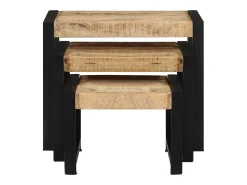 Mesa De Centro|vidaxl Mesas de encastrar 3 pcs madeira de mangueira maciça Natural claro