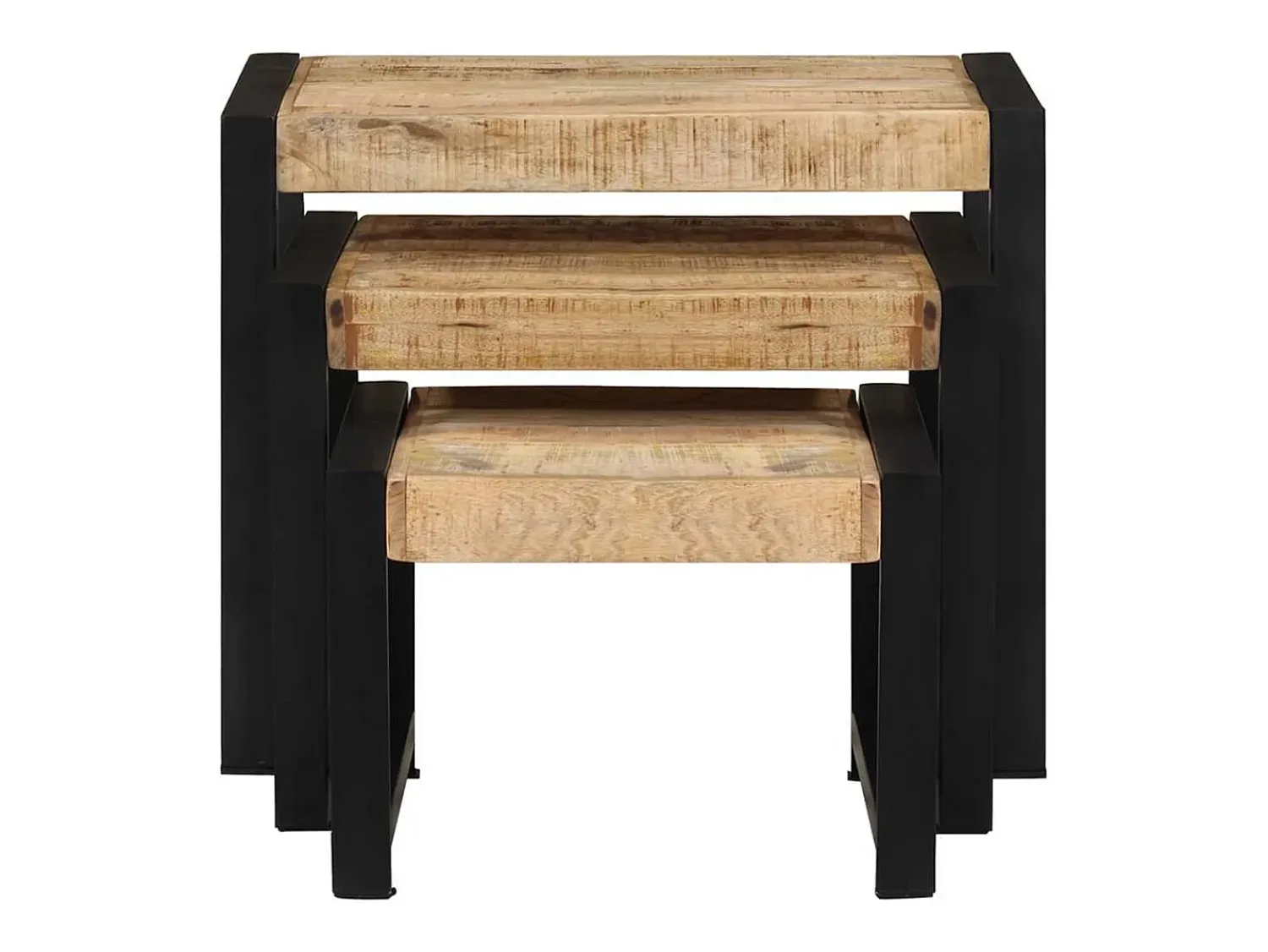Mesa De Centro|vidaxl Mesas de encastrar 3 pcs madeira de mangueira maciça Natural claro