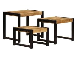 Mesa De Centro|vidaxl Mesas de encastrar 3 pcs madeira de mangueira maciça Natural claro