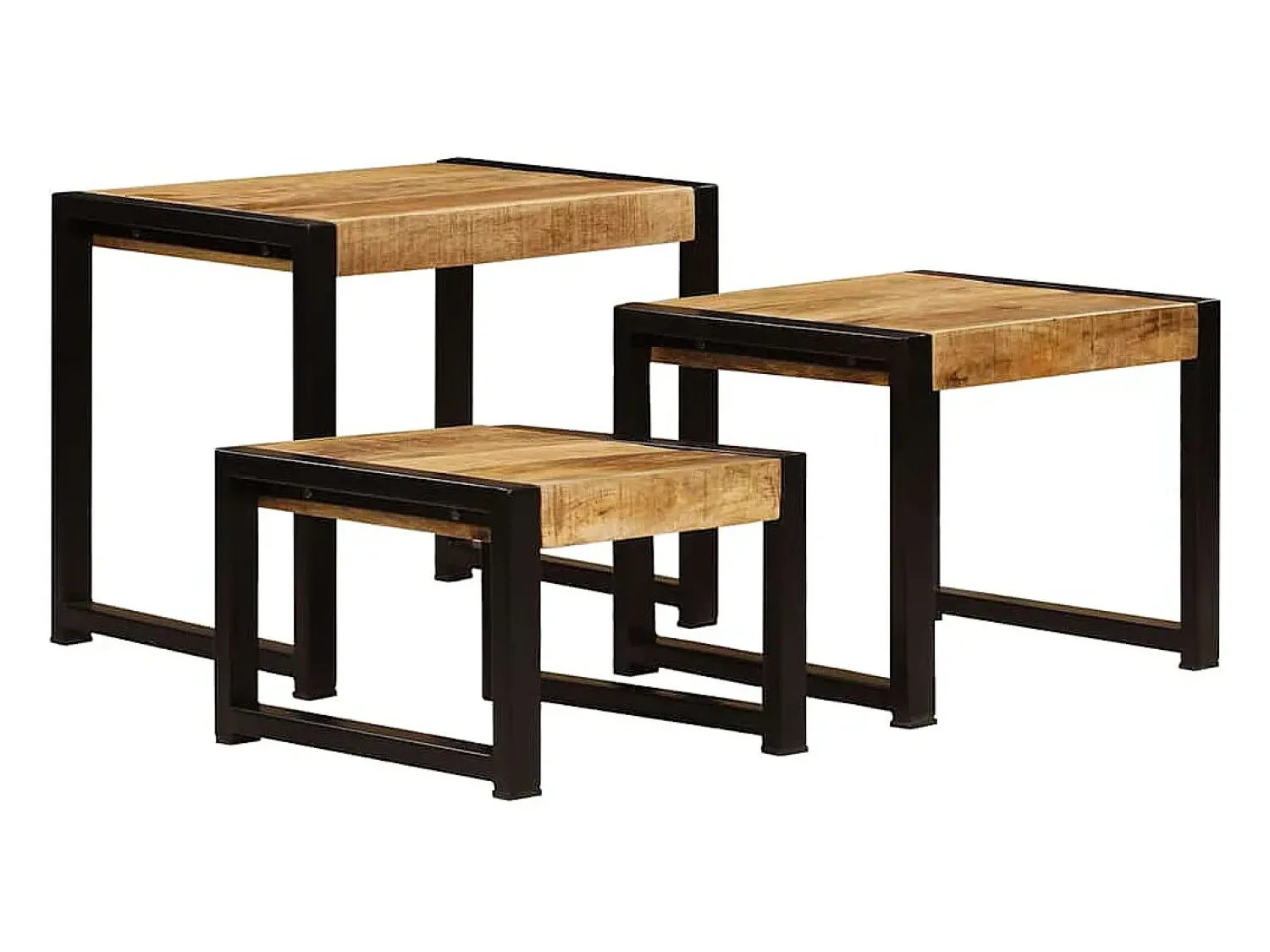 Mesa De Centro|vidaxl Mesas de encastrar 3 pcs madeira de mangueira maciça Natural claro