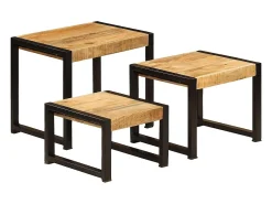 Mesa De Centro|vidaxl Mesas de encastrar 3 pcs madeira de mangueira maciça Natural claro