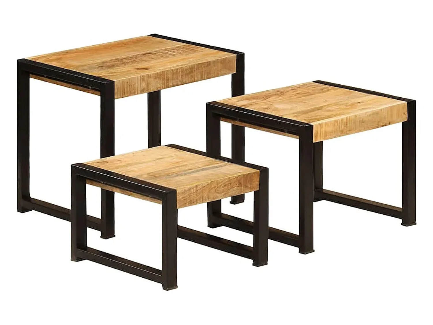 Mesa De Centro|vidaxl Mesas de encastrar 3 pcs madeira de mangueira maciça Natural claro