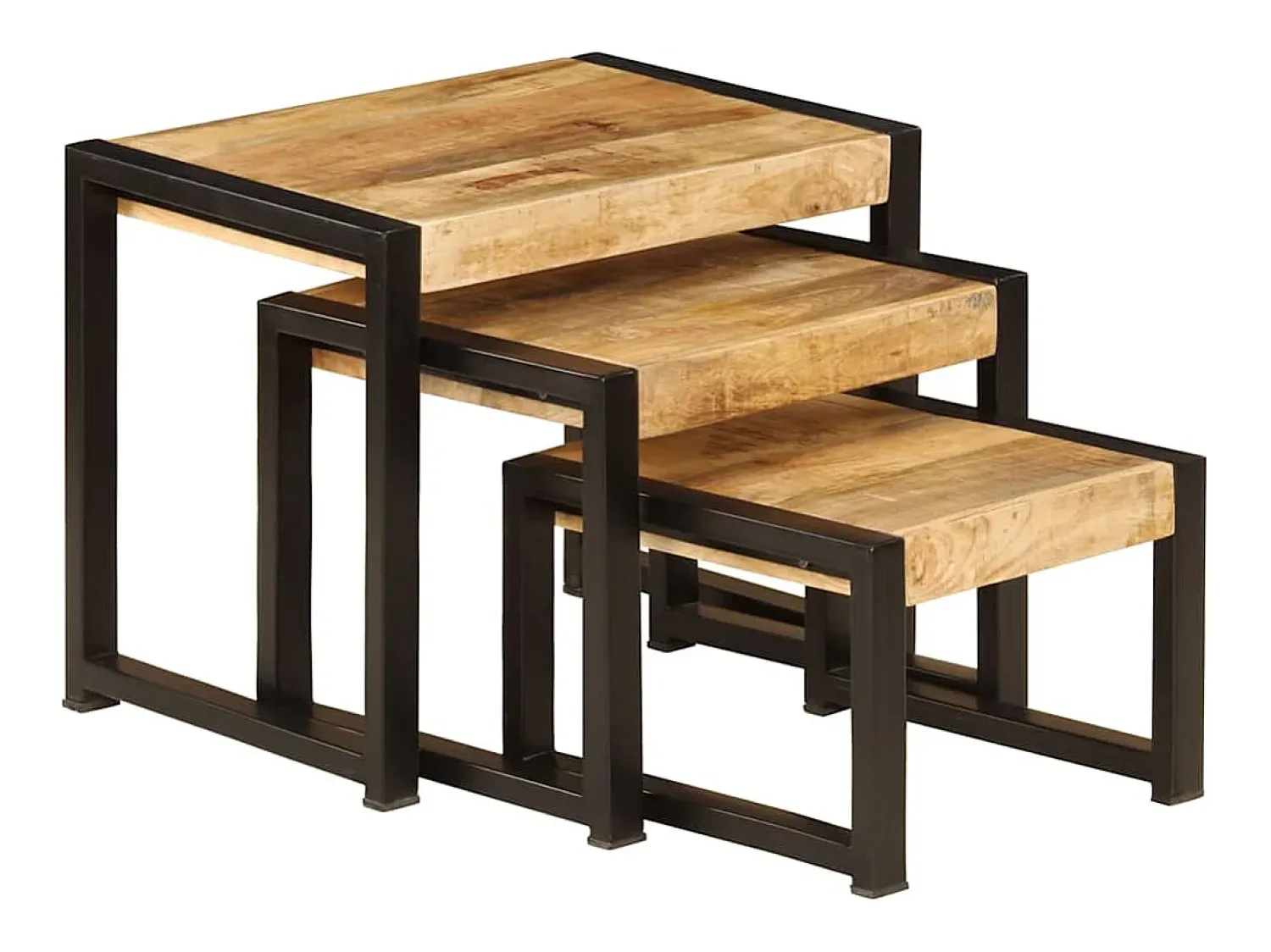 Mesa De Centro|vidaxl Mesas de encastrar 3 pcs madeira de mangueira maciça Natural claro