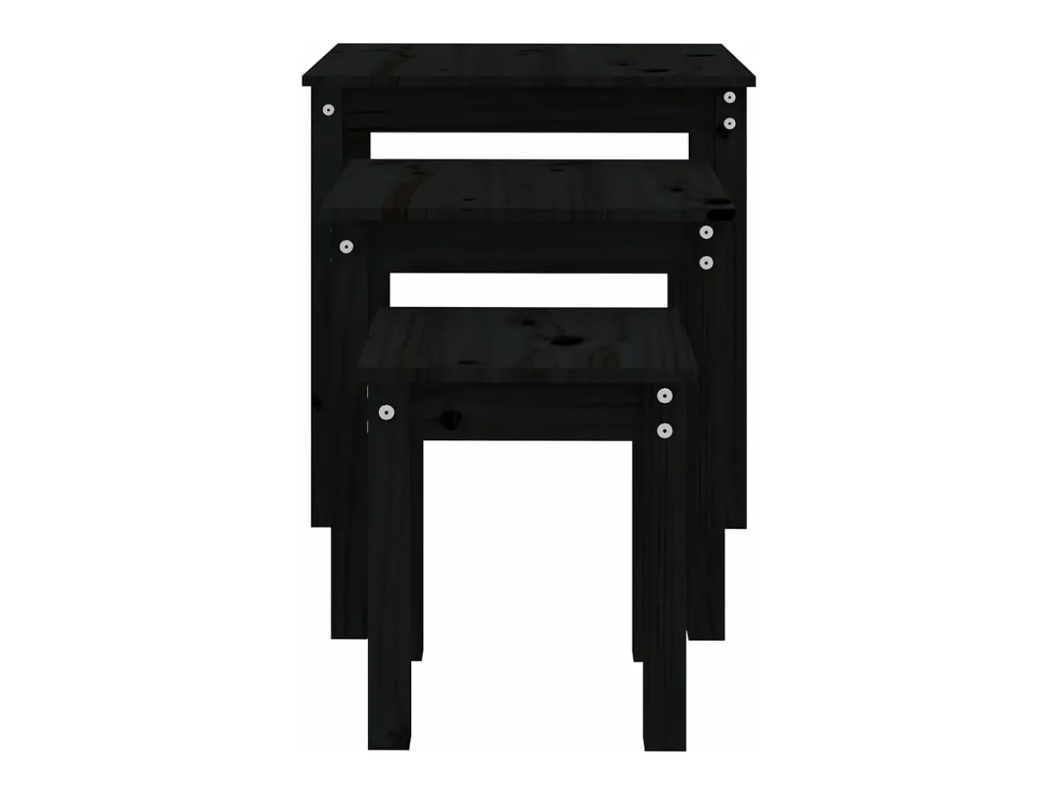 Mesa De Centro|vidaxl Mesas de encastrar 3 pcs madeira de pinho maciça Preto