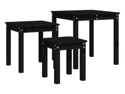 Mesa De Centro|vidaxl Mesas de encastrar 3 pcs madeira de pinho maciça Preto