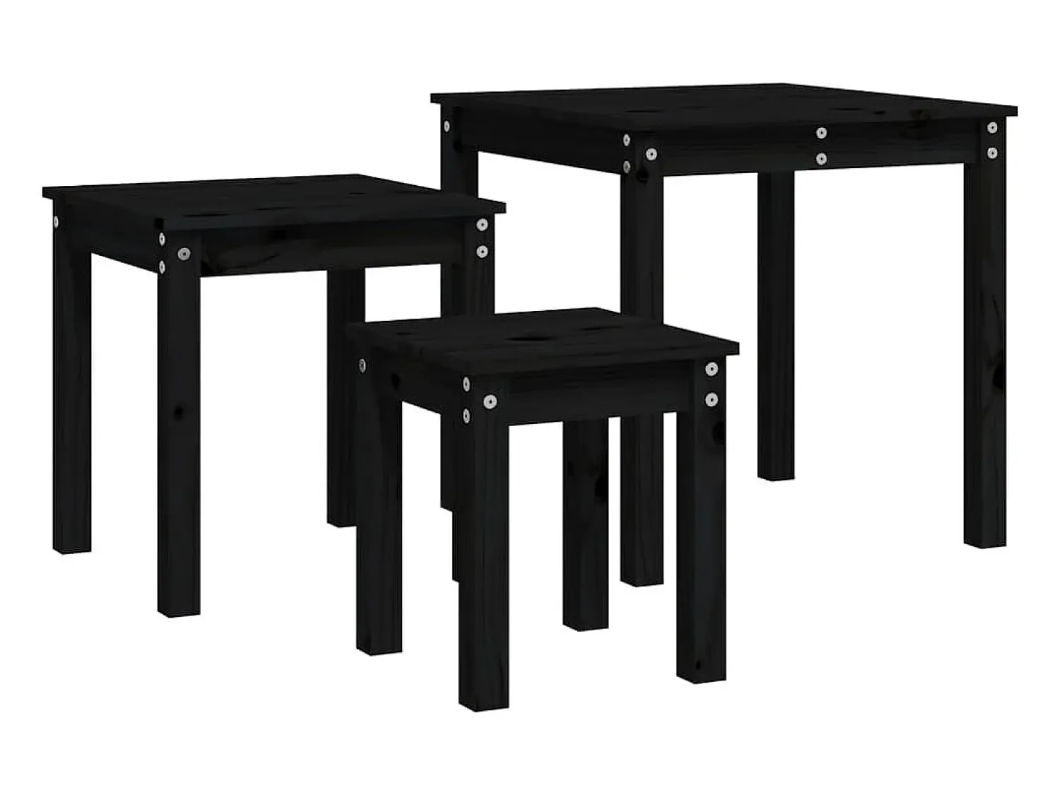 Mesa De Centro|vidaxl Mesas de encastrar 3 pcs madeira de pinho maciça Preto