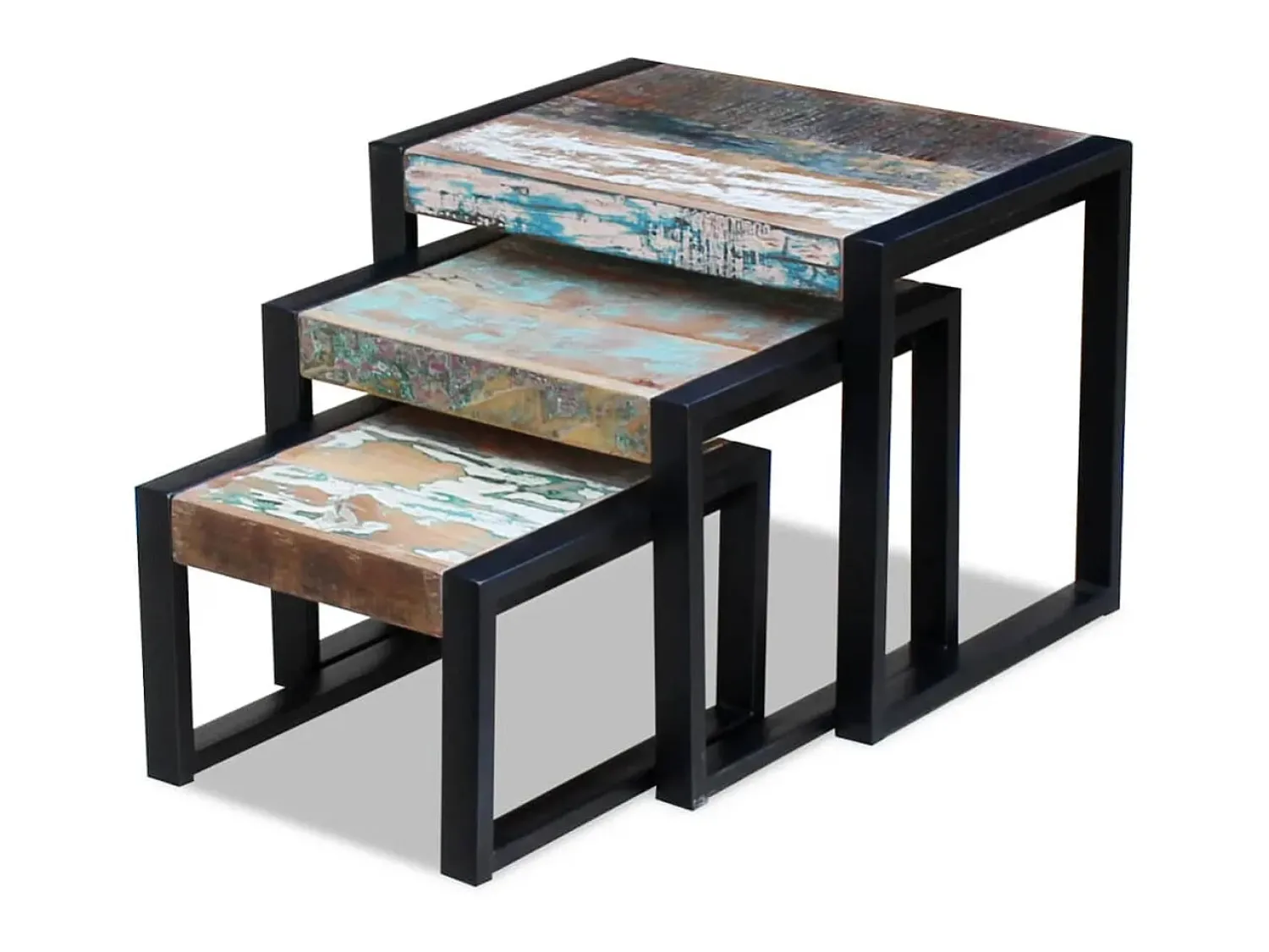 Mesa De Centro| Mesas de encastrar 3 pcs madeira reciclada PT992167 Multicor