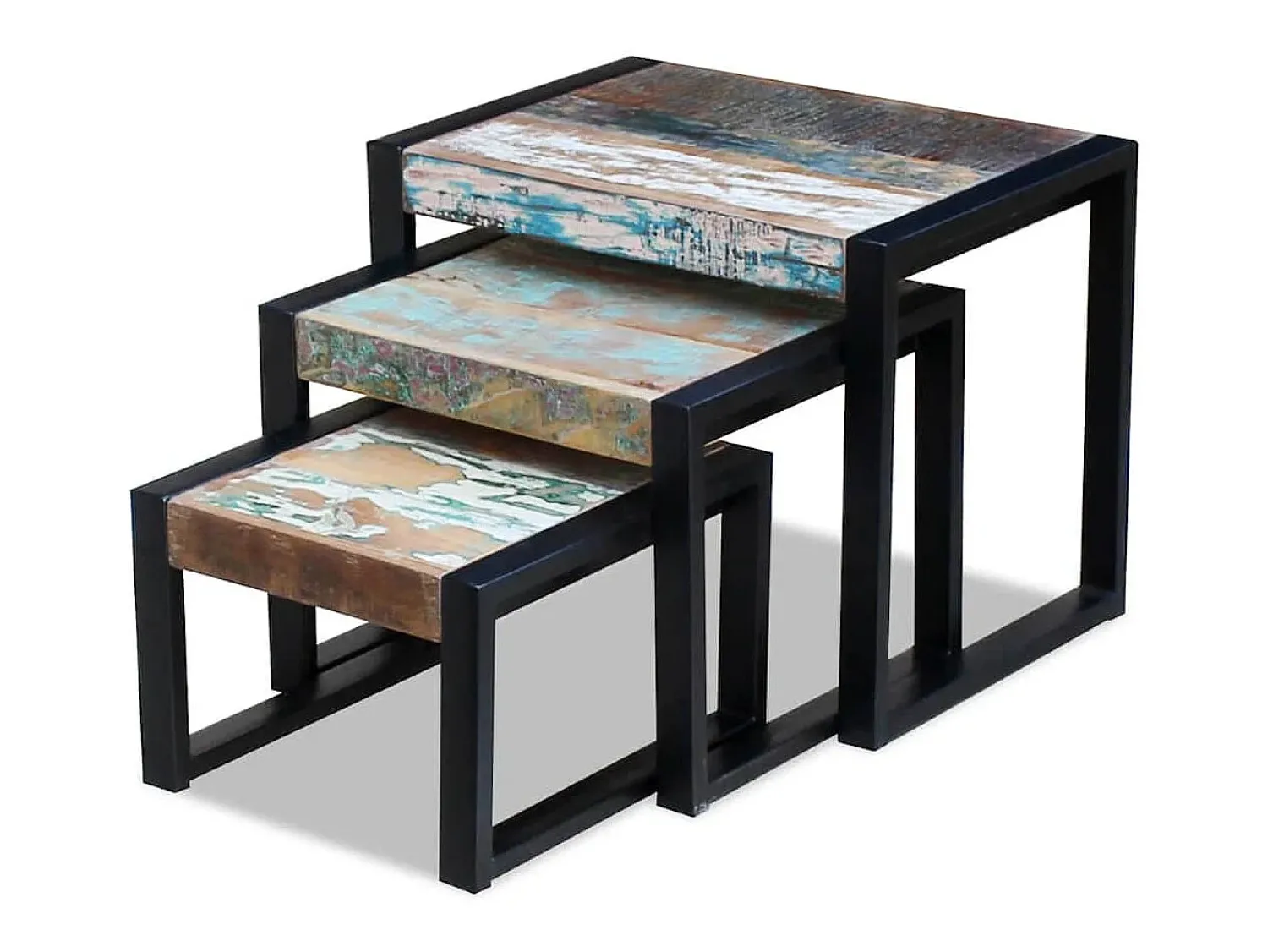 vidaxl Mesas de encastrar 3 pcs madeira reciclada^ Mesa De Centro