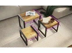 vidaxl Mesas de encastrar 3 pcs madeira reciclada^ Mesa De Centro