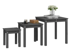 Mesa De Centro| Mesas de encastrar 3 pcs madeira de pinho maciça PT864412 Cinzento