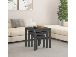 Mesa De Centro| Mesas de encastrar 3 pcs madeira de pinho maciça PT864412 Cinzento
