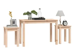 Mesa De Centro| Mesas de encastrar 3 pcs madeira de pinho maciça PT356261 Castanho