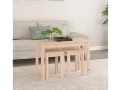 Mesa De Centro| Mesas de encastrar 3 pcs madeira de pinho maciça PT356261 Castanho