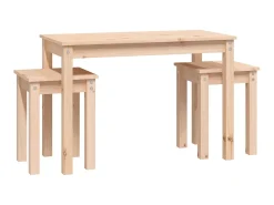 Mesa De Centro| Mesas de encastrar 3 pcs madeira de pinho maciça PT356261 Castanho