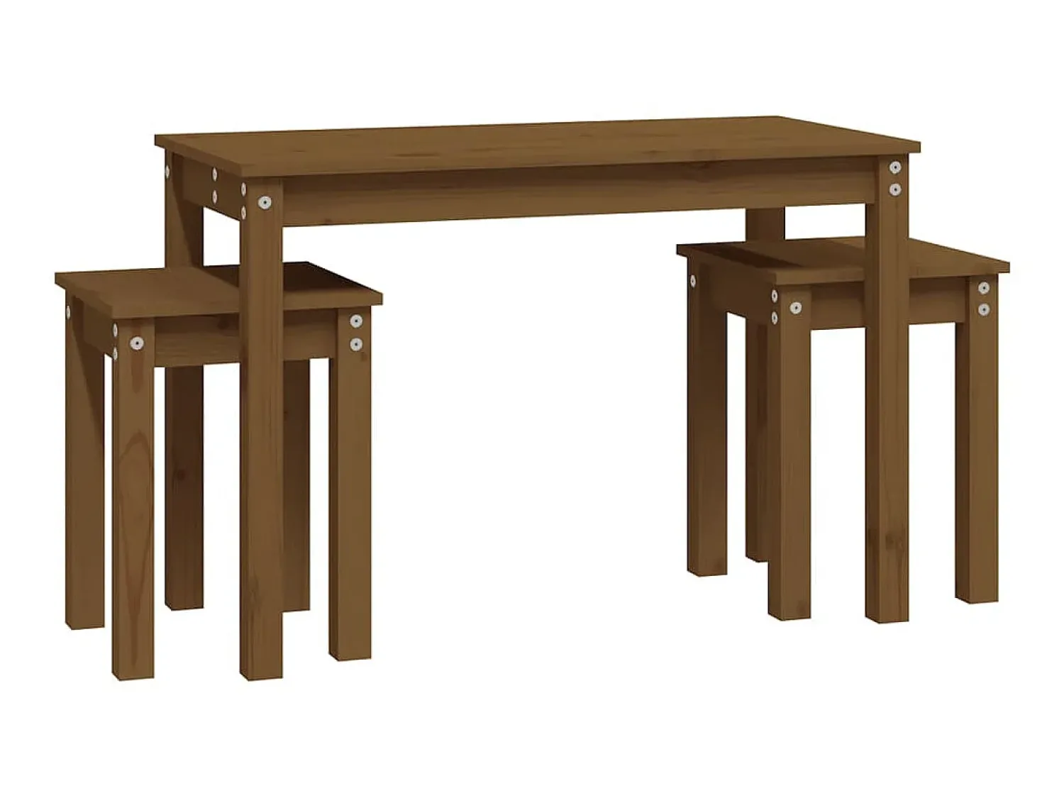 Mesa De Centro* Mesas de encastrar 3 pcs madeira de pinho maciça mel PT369034 Castanho