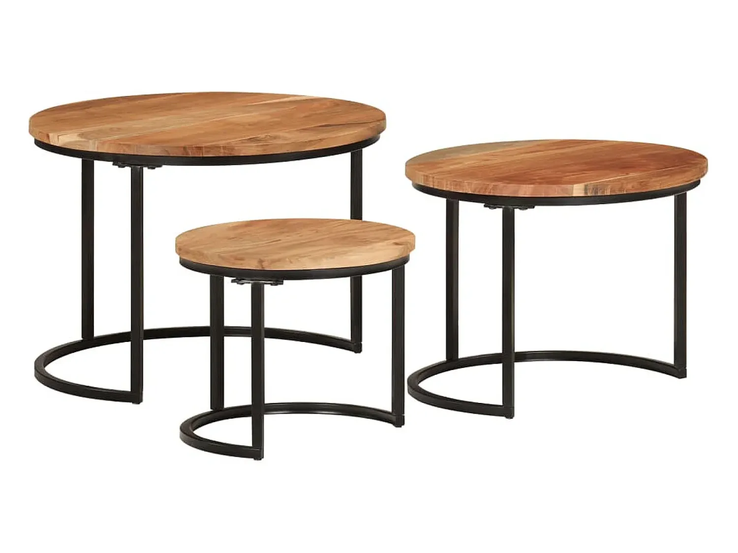 Mesa De Centro* Mesas de encastrar 3 pcs madeira de acácia maciça PT438022 Castanho