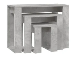 New Mesas de encastrar 3 pcs madeira processada cinza cimento PT525960 Cinzento