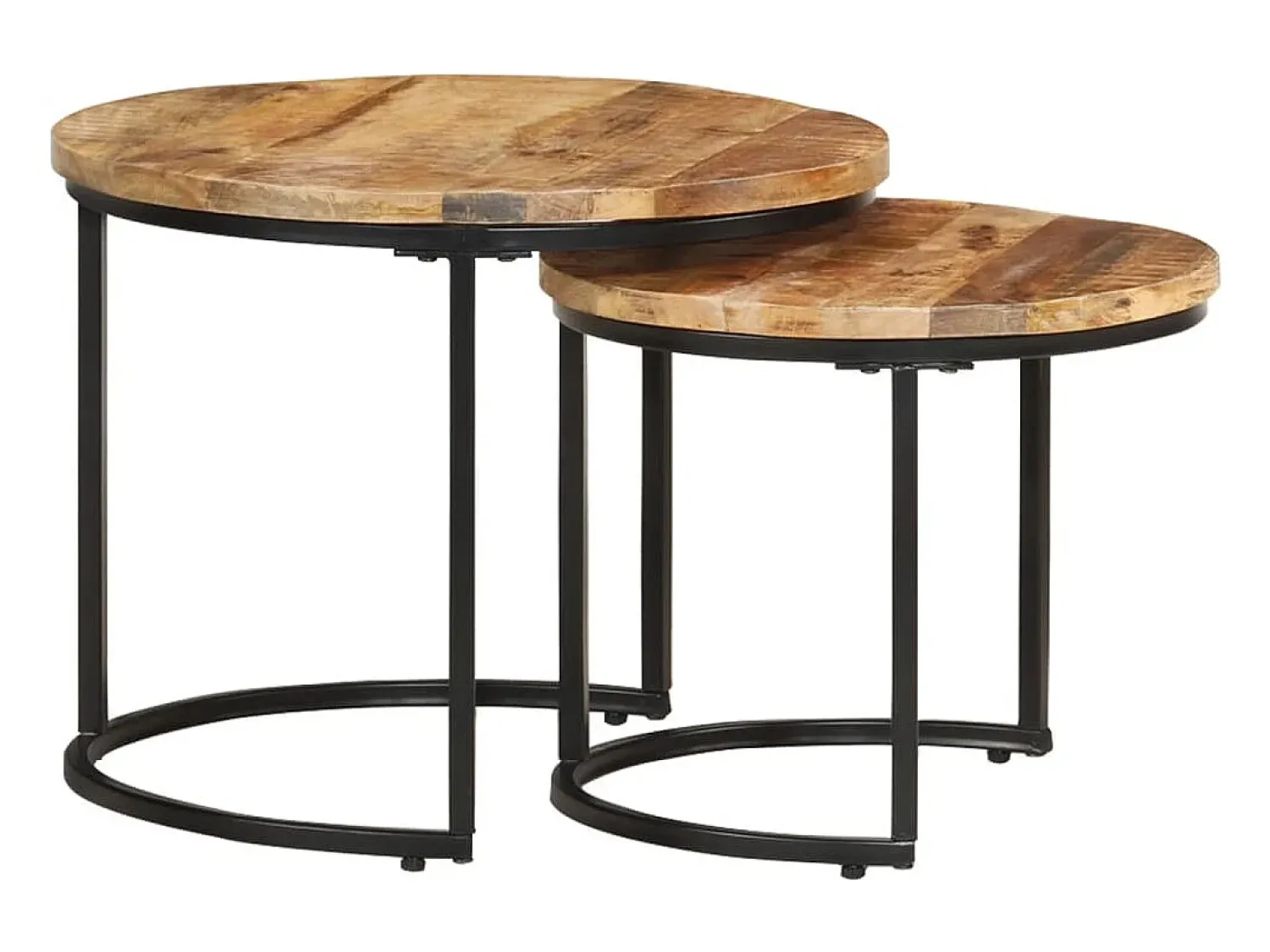 Mesa De Centro|vidaxl Mesas de encastrar 2 pcs madeira de mangueira áspera Natural claro