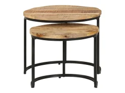 Mesa De Centro|vidaxl Mesas de encastrar 2 pcs madeira de mangueira áspera Natural claro