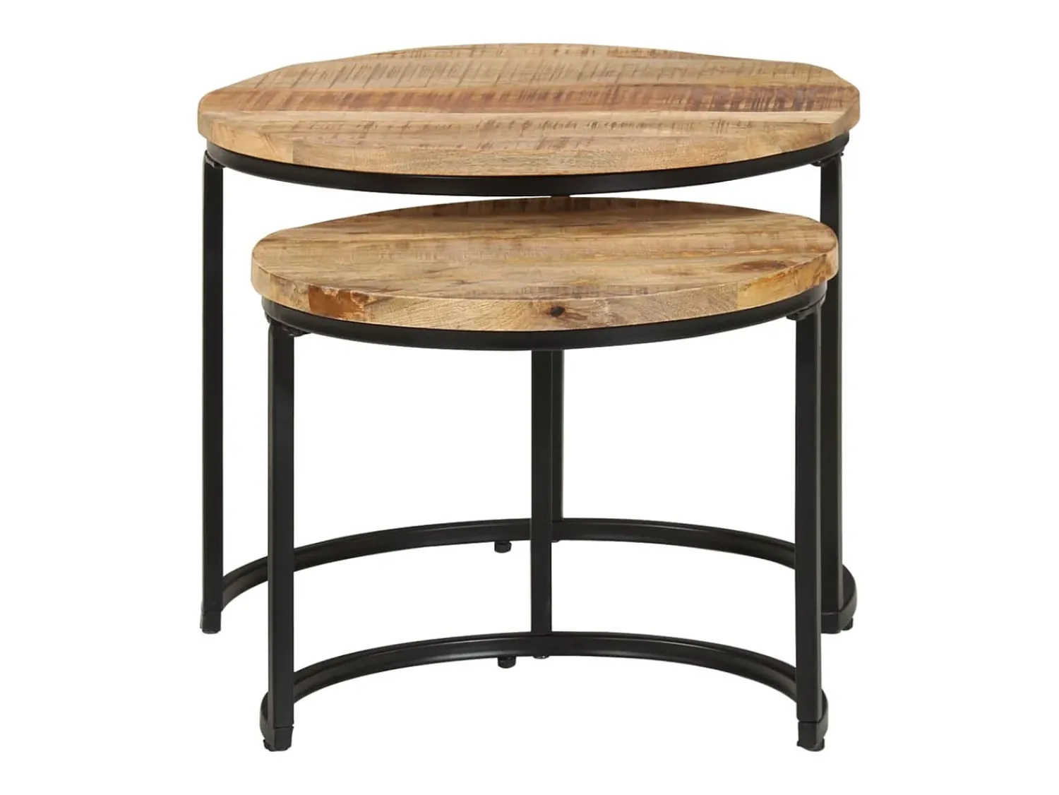 Mesa De Centro|vidaxl Mesas de encastrar 2 pcs madeira de mangueira áspera Natural claro