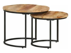 Mesa De Centro|vidaxl Mesas de encastrar 2 pcs madeira de mangueira áspera Natural claro