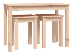 Mesa De Centro*vidaxl Mesas de encastrar 3 pcs madeira de pinho maciça Natural claro