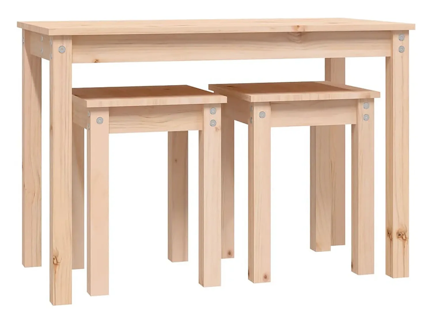 Mesa De Centro*vidaxl Mesas de encastrar 3 pcs madeira de pinho maciça Natural claro