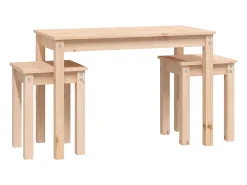 Mesa De Centro*vidaxl Mesas de encastrar 3 pcs madeira de pinho maciça Natural claro