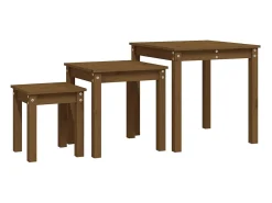 Online vidaxl Mesas de encastrar 3 pcs madeira de pinho maciça castanho mel Natural claro