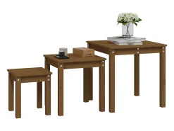 Online vidaxl Mesas de encastrar 3 pcs madeira de pinho maciça castanho mel Natural claro