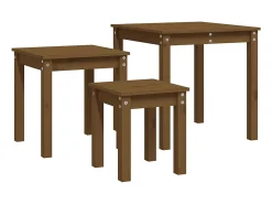 Online vidaxl Mesas de encastrar 3 pcs madeira de pinho maciça castanho mel Natural claro