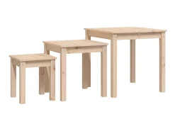 Mesa De Centro* Mesas de encastrar 3 pcs madeira de pinho maciça PT859480 Castanho