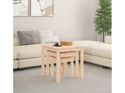 Mesa De Centro* Mesas de encastrar 3 pcs madeira de pinho maciça PT859480 Castanho